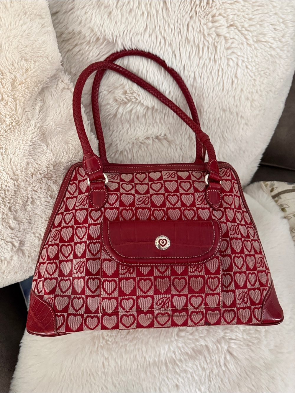 Brighton Red Heart Jacquard Shoulder Bag